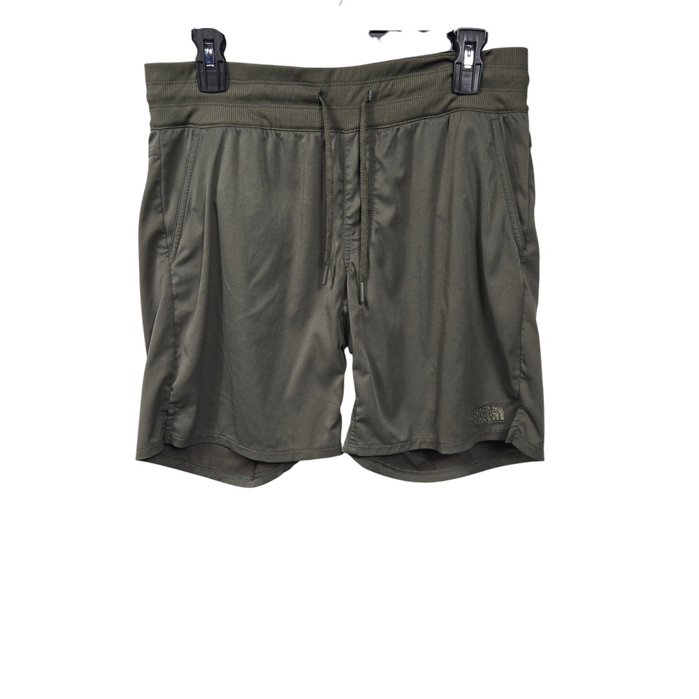The North Face Shorts Green Drawstring Waist Zip Pocket Athletic Womens Size M